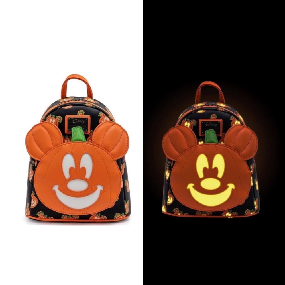 Loungefly Disney Mickey-O-Lantern Mini Backpack‎ And Pin
